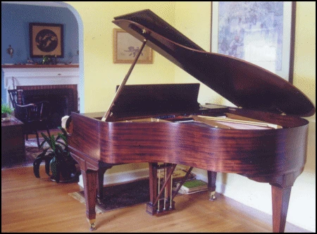 An elegant piano in a suburban home
